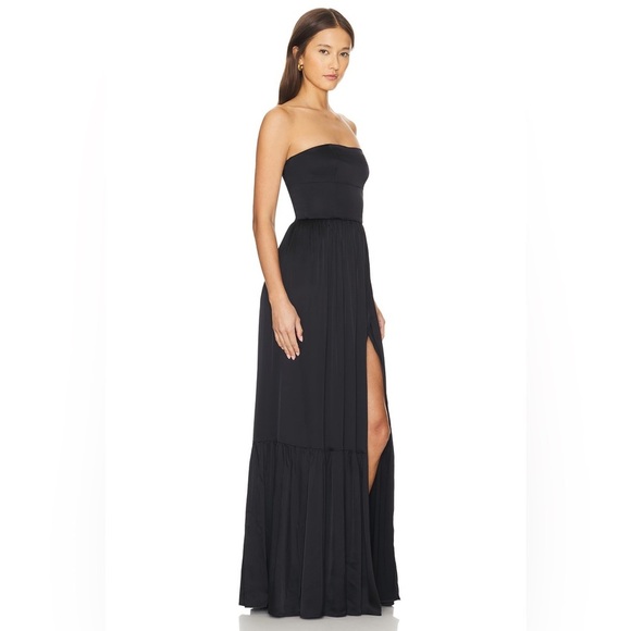 NWT Lovers and Friends  Brylee Gown in Black Strapless Satin Maxi Dress - XS - Picture 3 of 14